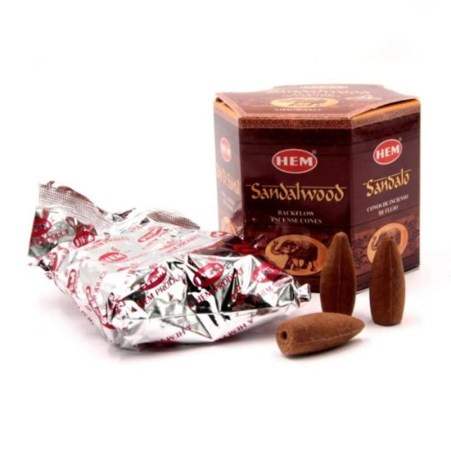 Благовония-конусы стелющийся дым Sandalwood backflow incense cones (Сандал), 40 шт, HEM фото 2 Благовония-конусы стелющийся дым Sandalwood backflow incense cones (Сандал), 40 шт, HEM фото 2